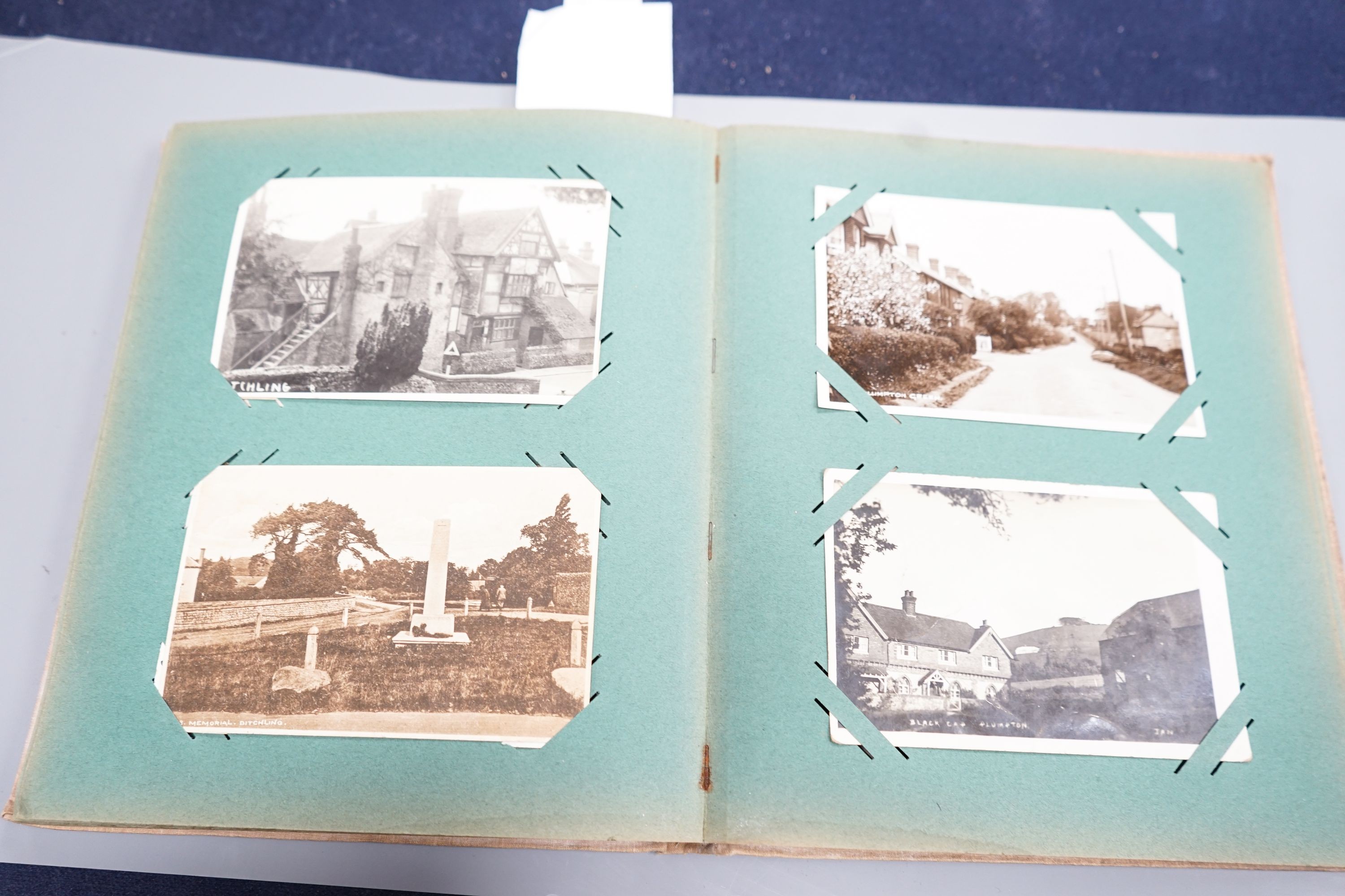 Two albums of Edwardian and later postcards, including Lewes and East Sussex topographical views